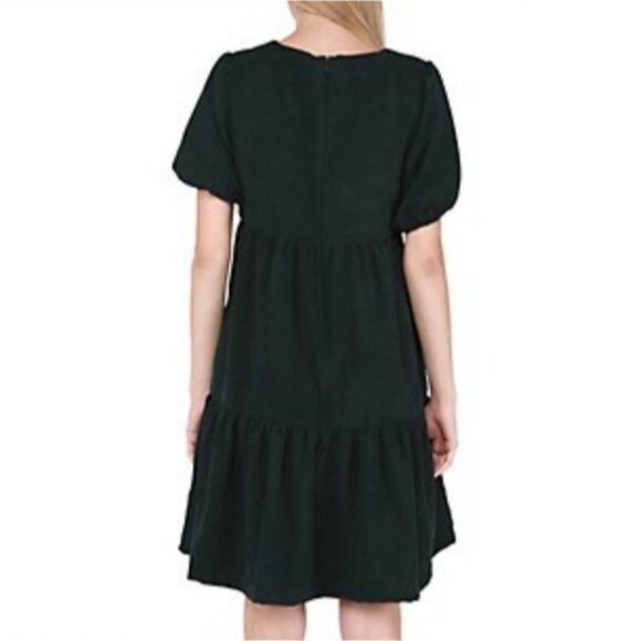 NWT BLACK TAPE Baby Doll Corduroy Drop Waist Emerald Green Dress - Picture 5 of 16